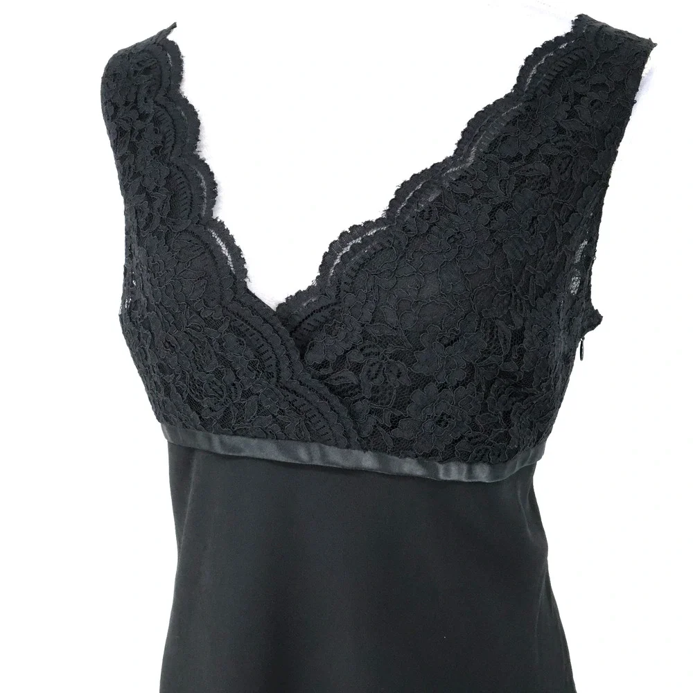 Jones Wear Dress Womens 16 Black Lace Bodice Chiffon Skirt Side Zip Lined Party - Picture 8 of 12